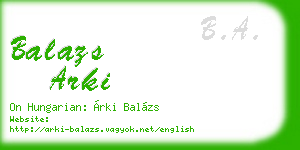 balazs arki business card
